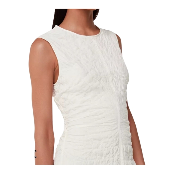 Whistles Women's Dress Lori Textured Midi Size 8 Ivory NWT Turkish Cotton - Picture 2 of 11